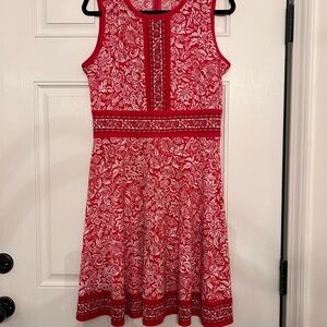 Michael Kors Red and White Floral Fit & Flare Dress